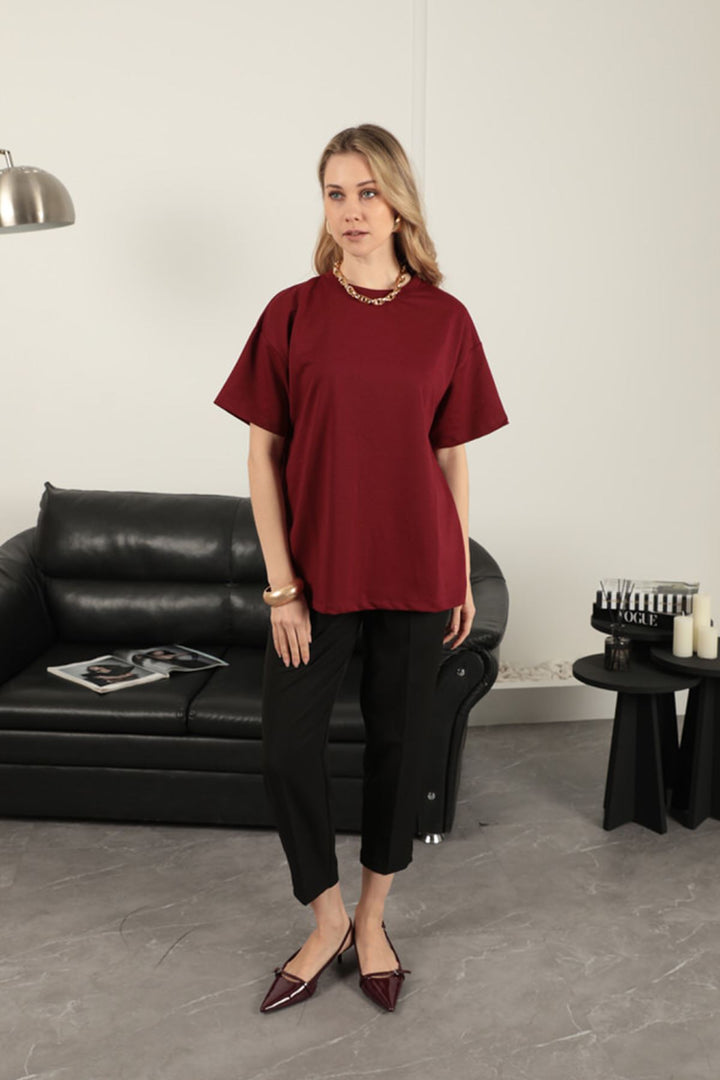 KKT Zero Collar Oversize Two Thread T-Shirt-Burgundy - Wake Forest