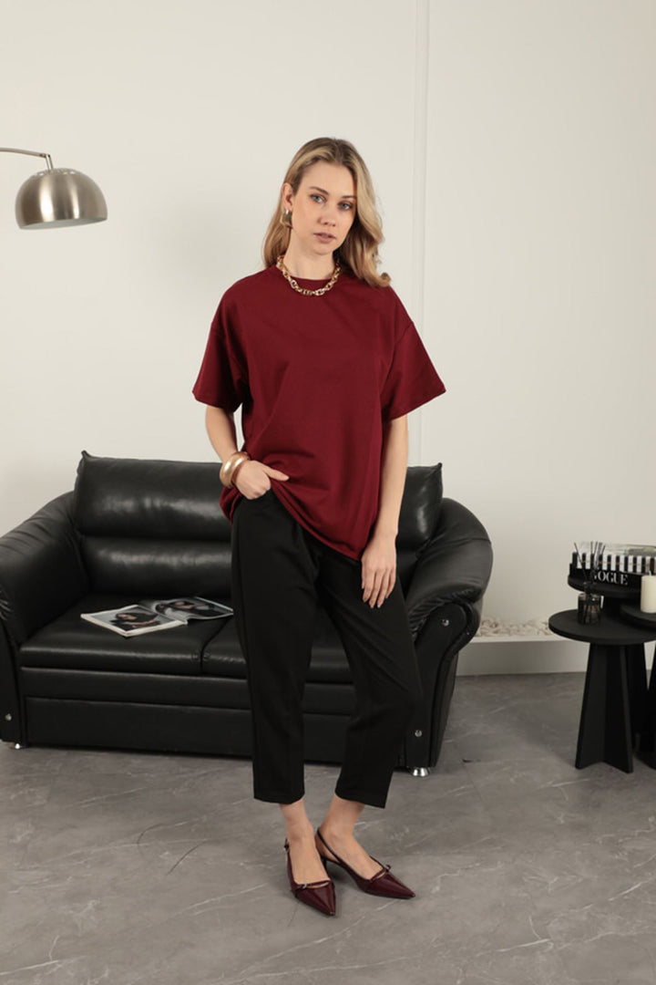 KKT Zero Collar Oversize Two Thread T-Shirt-Burgundy - Wake Forest