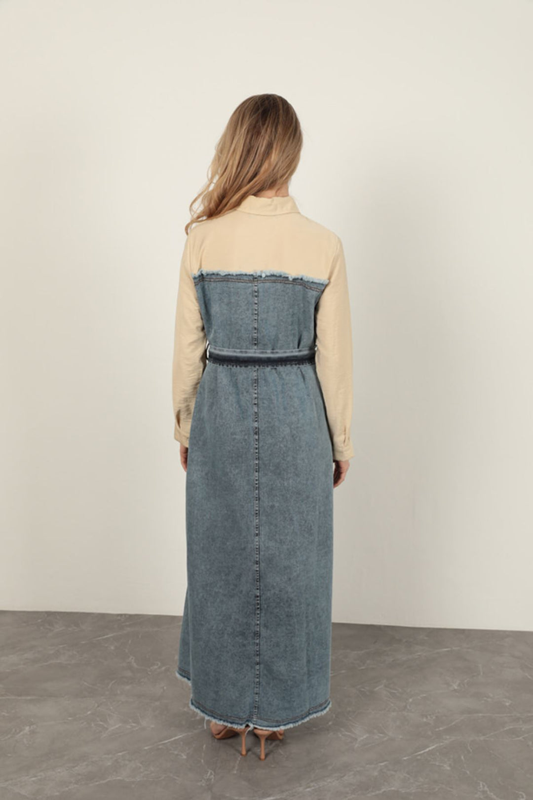 KKT Denim Fabric Garnish Dress-Beige - Torrejón de Ardoz