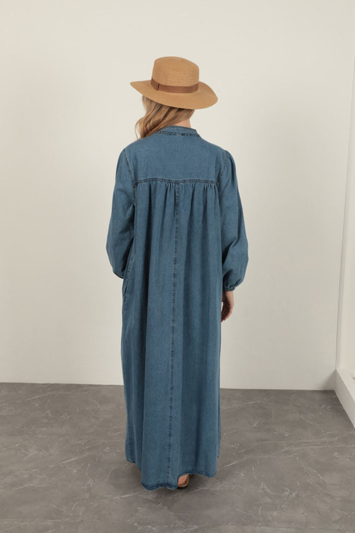 KKT Denim Fabric Women's Dress-Blue - Néa Ionía