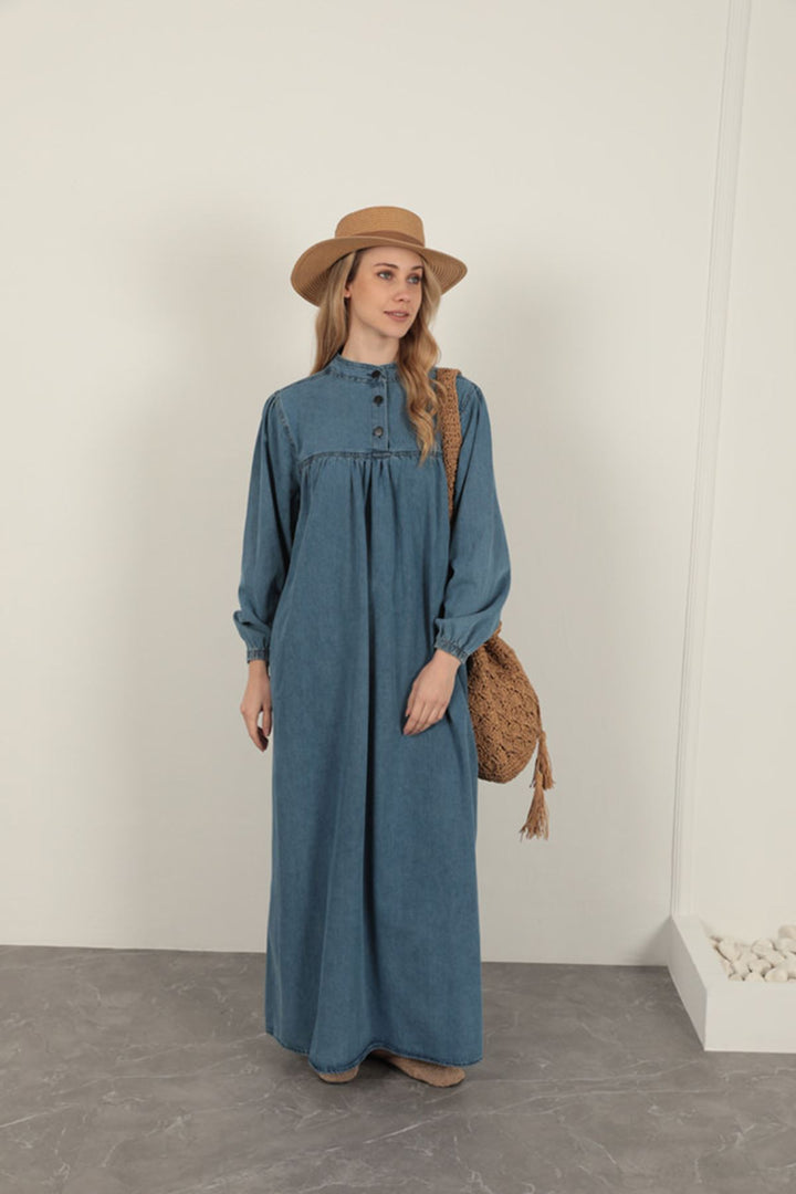KKT Denim Fabric Women's Dress-Blue - Néa Ionía