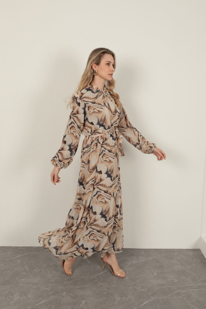 KKT Chiffon Fabric Fabric Women Dress-Beige - Covina