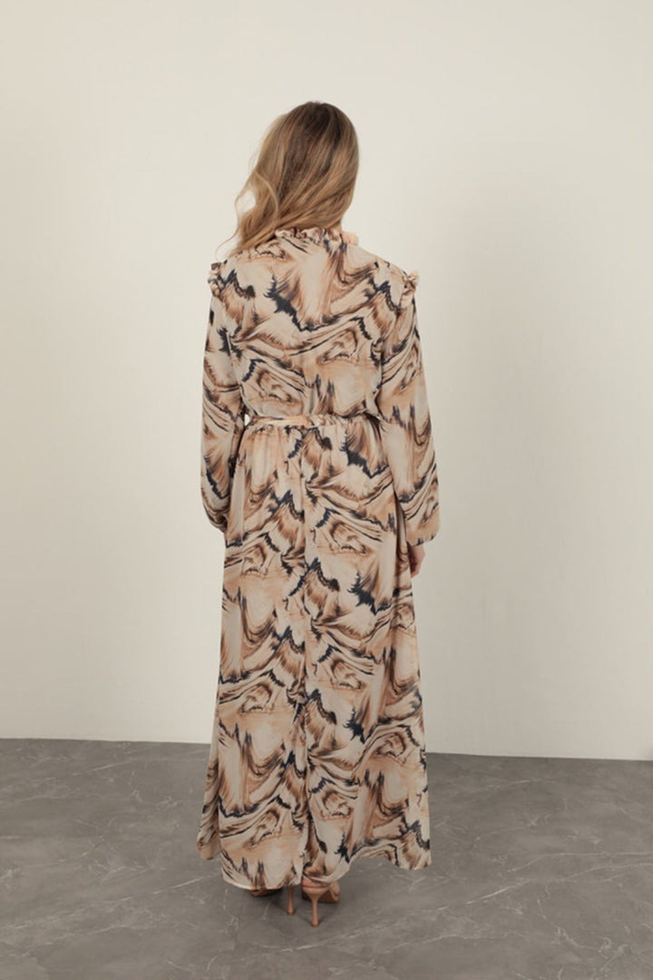 KKT Chiffon Fabric Fabric Women Dress-Beige - Covina