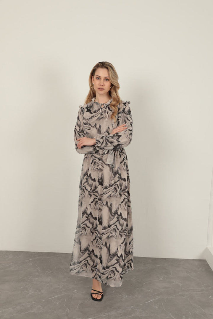 KKT Chiffon Fabric Fabric Women Dress-Grey - Hendon