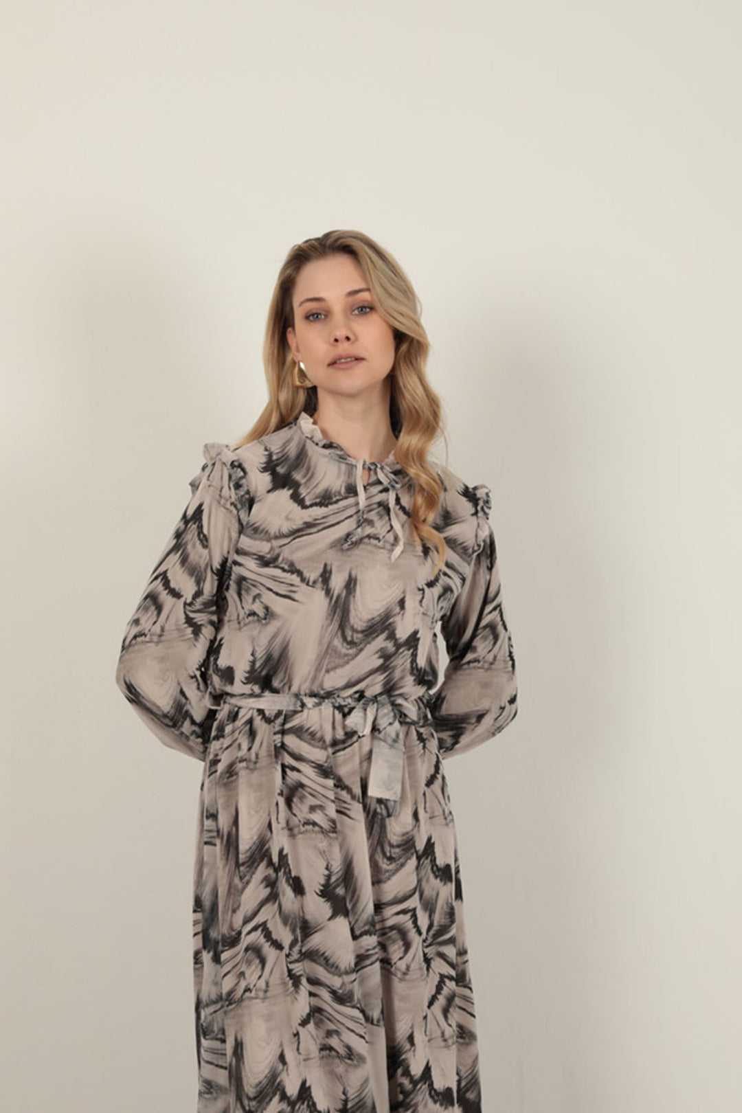 KKT Chiffon Fabric Fabric Women Dress-Grey - Hendon