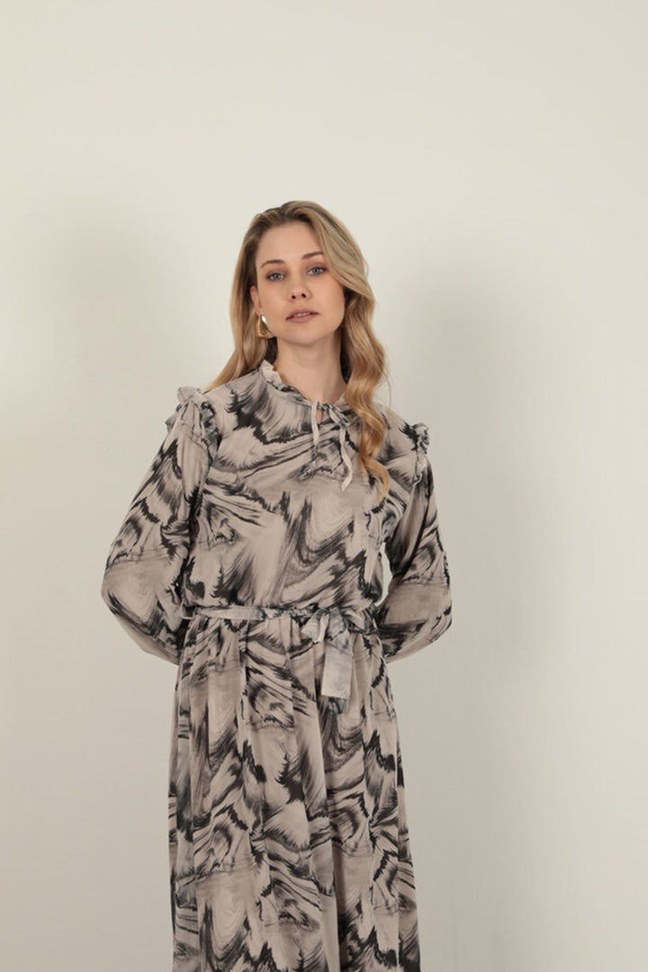 KKT Chiffon Fabric Fabric Women Dress-Grey - Hendon