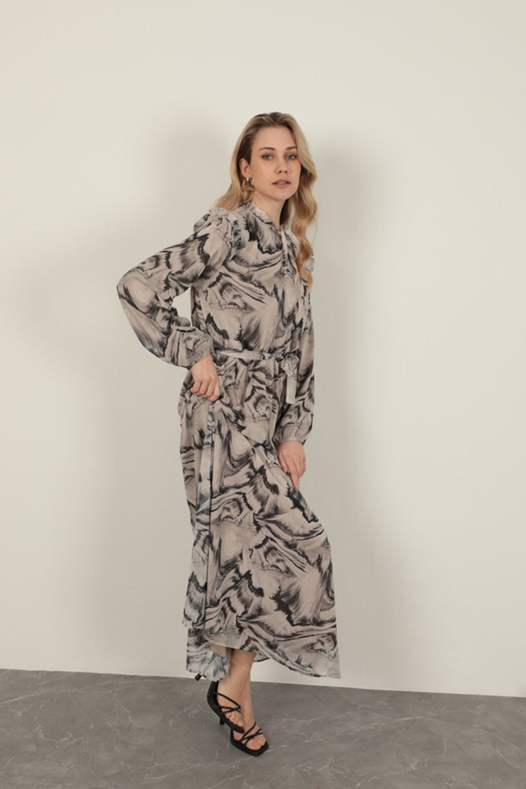 KKT Chiffon Fabric Fabric Women Dress-Grey - Hendon
