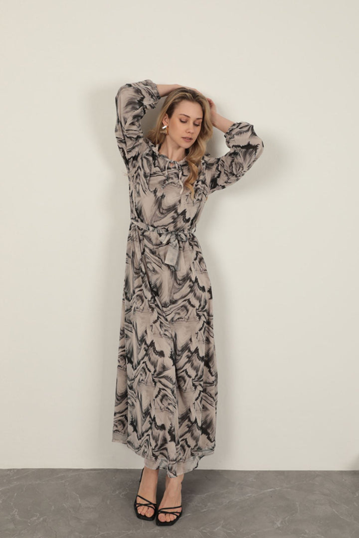 KKT Chiffon Fabric Fabric Women Dress-Grey - Hendon