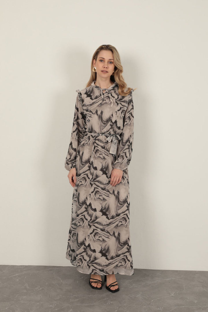 KKT Chiffon Fabric Fabric Women Dress-Grey - Hendon