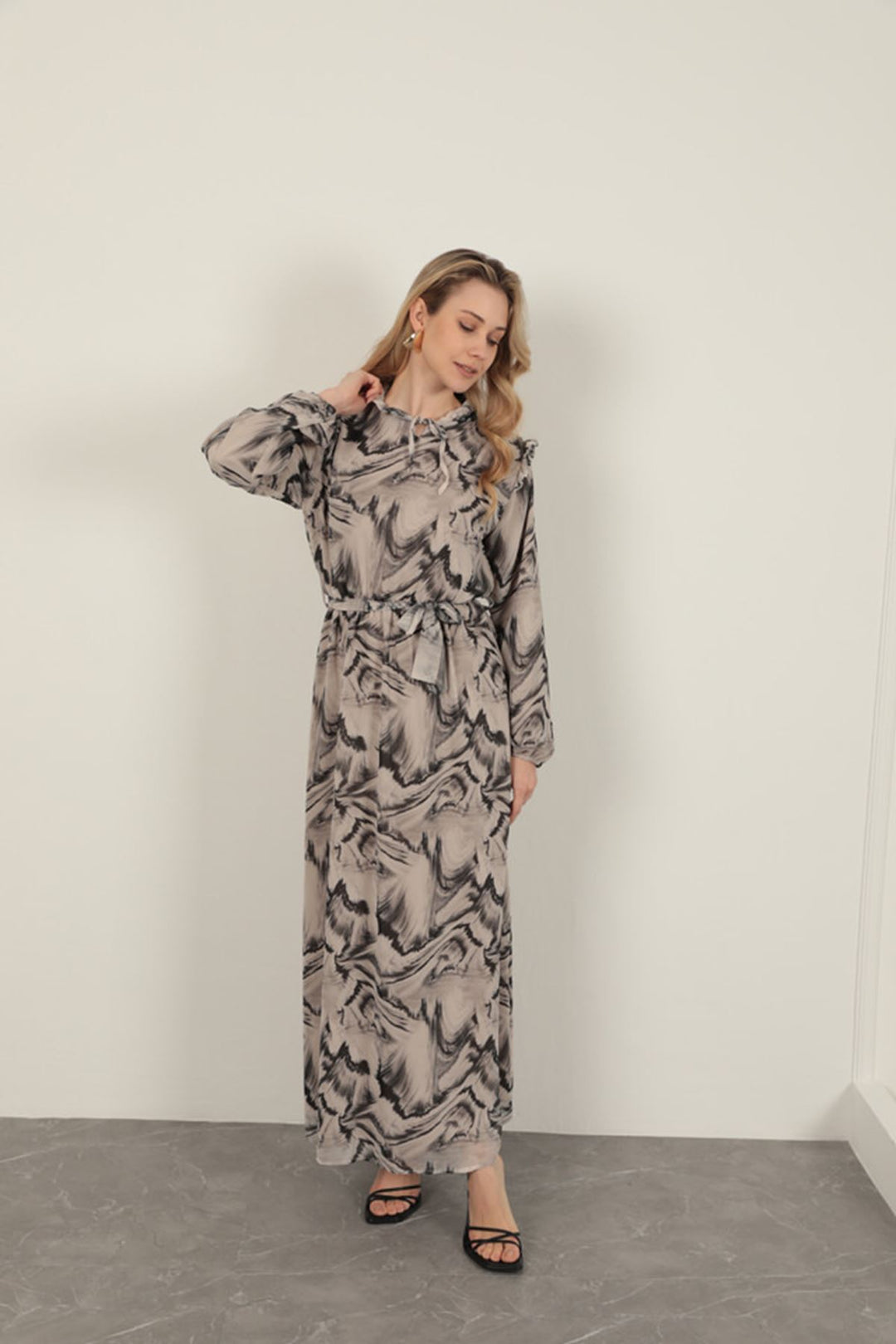 KKT Chiffon Fabric Fabric Women Dress-Grey - Hendon