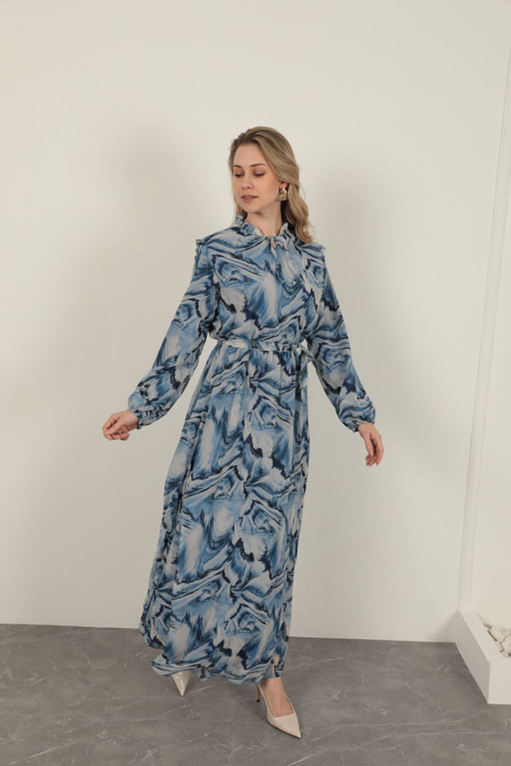 KKT Chiffon Fabric Fabric Women Dress-Sax - San José del Cabo