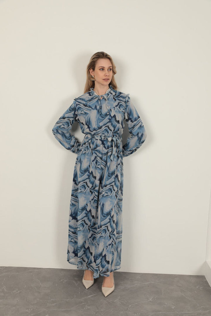 KKT Chiffon Fabric Fabric Women Dress-Sax - San José del Cabo