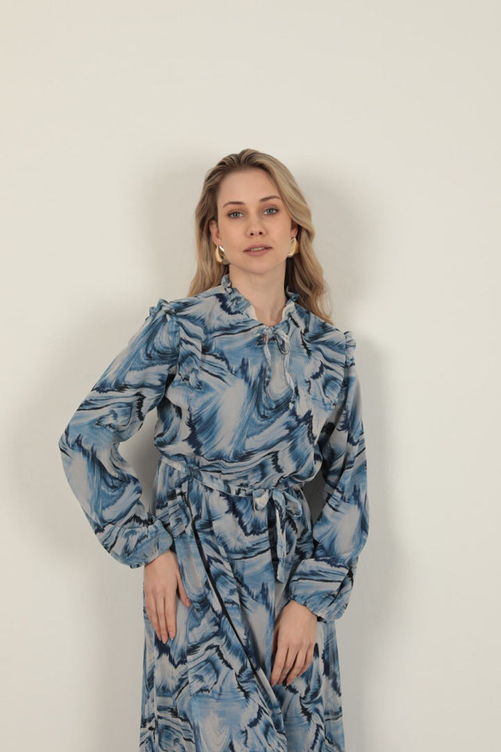 KKT Chiffon Fabric Fabric Women Dress-Sax - San José del Cabo