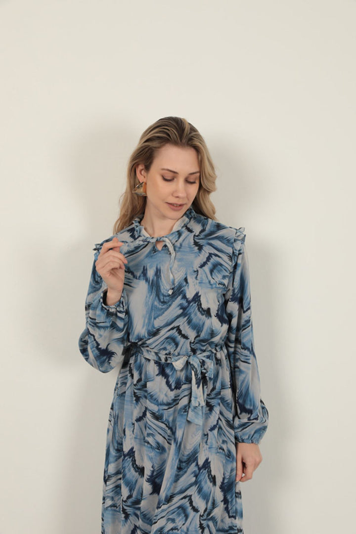 KKT Chiffon Fabric Fabric Women Dress-Sax - San José del Cabo