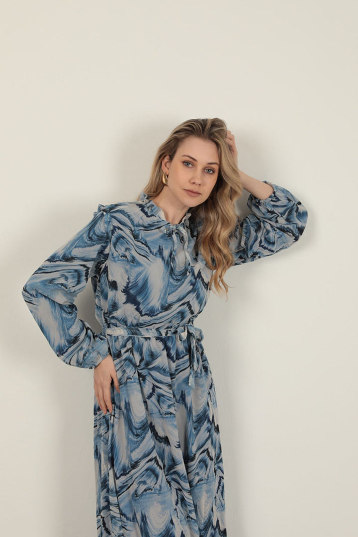 KKT Chiffon Fabric Fabric Women Dress-Sax - San José del Cabo