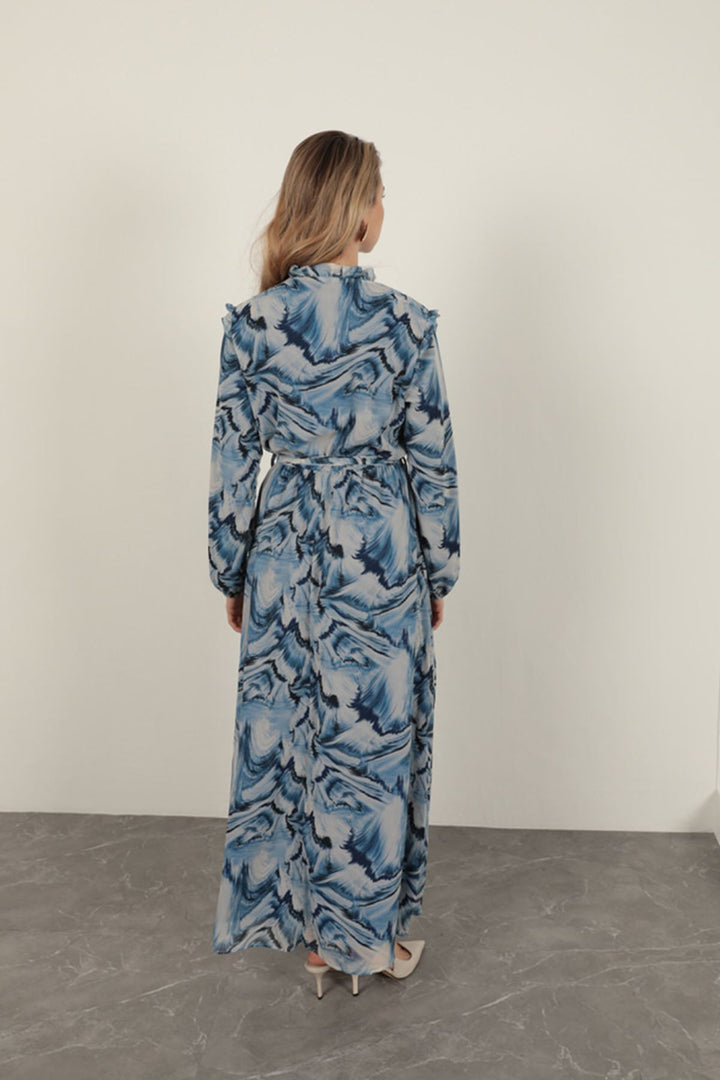 KKT Chiffon Fabric Fabric Women Dress-Sax - San José del Cabo