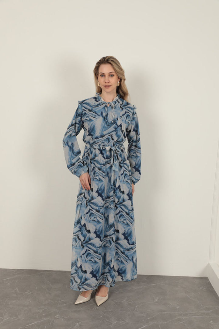 KKT Chiffon Fabric Fabric Women Dress-Sax - San José del Cabo