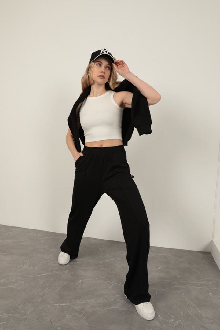 KKT Wide Leg Trousers-Black - Elda