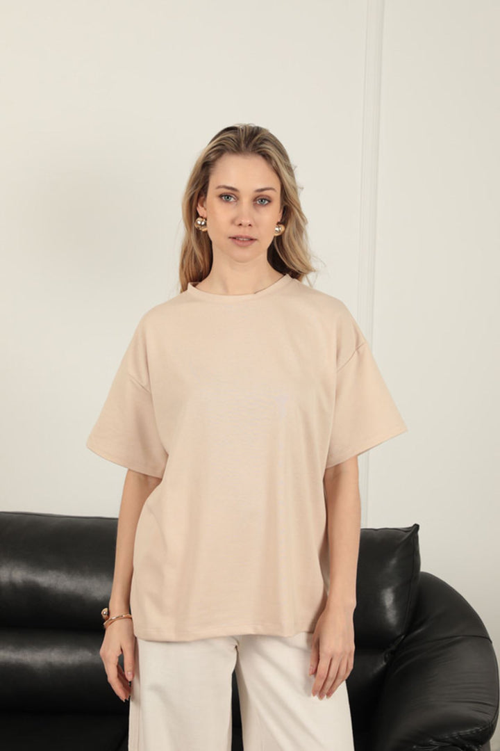 KKT Oversize Two Thread T-Shirt-Beige - Berdiansk