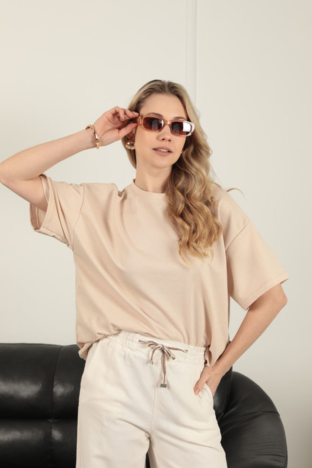 KKT Oversize Two Thread T-Shirt-Beige - Berdiansk