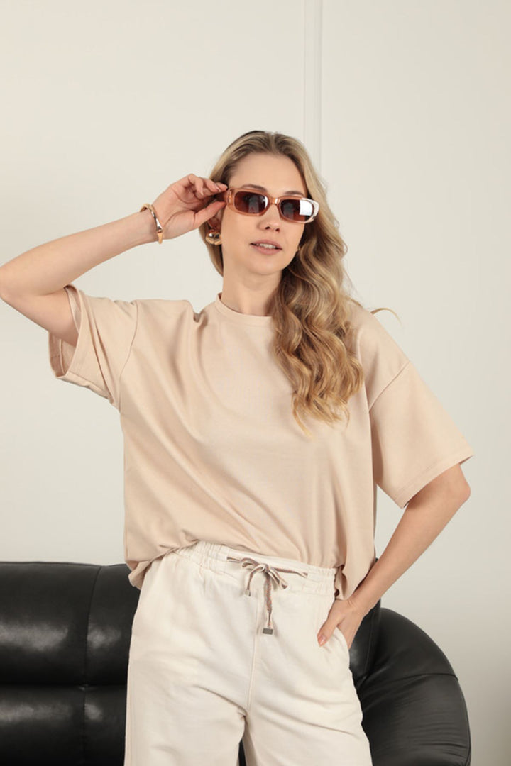 KKT Oversize Two Thread T-Shirt-Beige - Berdiansk