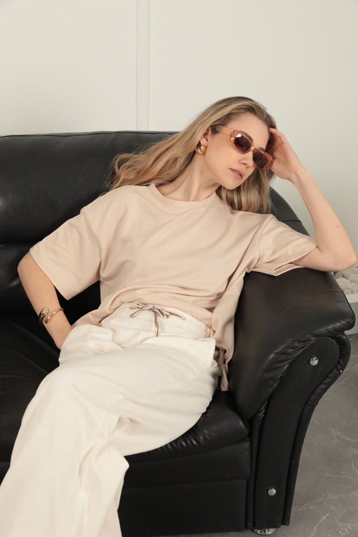 KKT Oversize Two Thread T-Shirt-Beige - Berdiansk