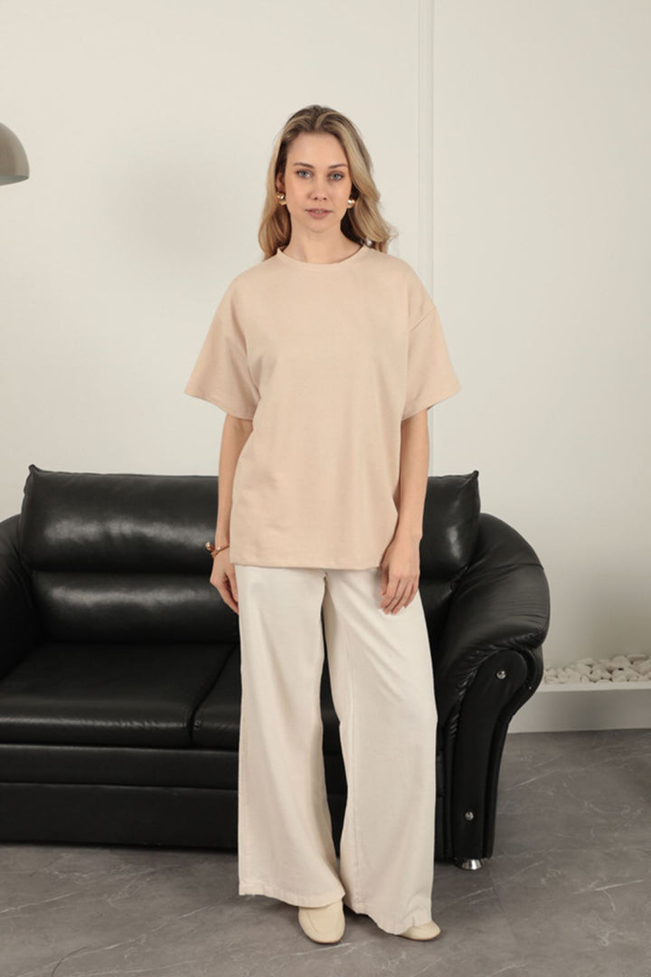 KKT Oversize Two Thread T-Shirt-Beige - Berdiansk