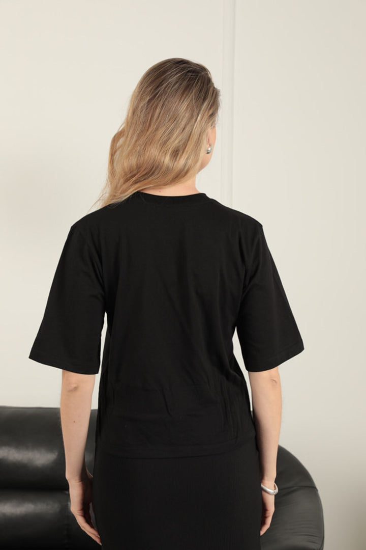 KKT Stone Detailed Women's T-Shirt-Black - Stanton