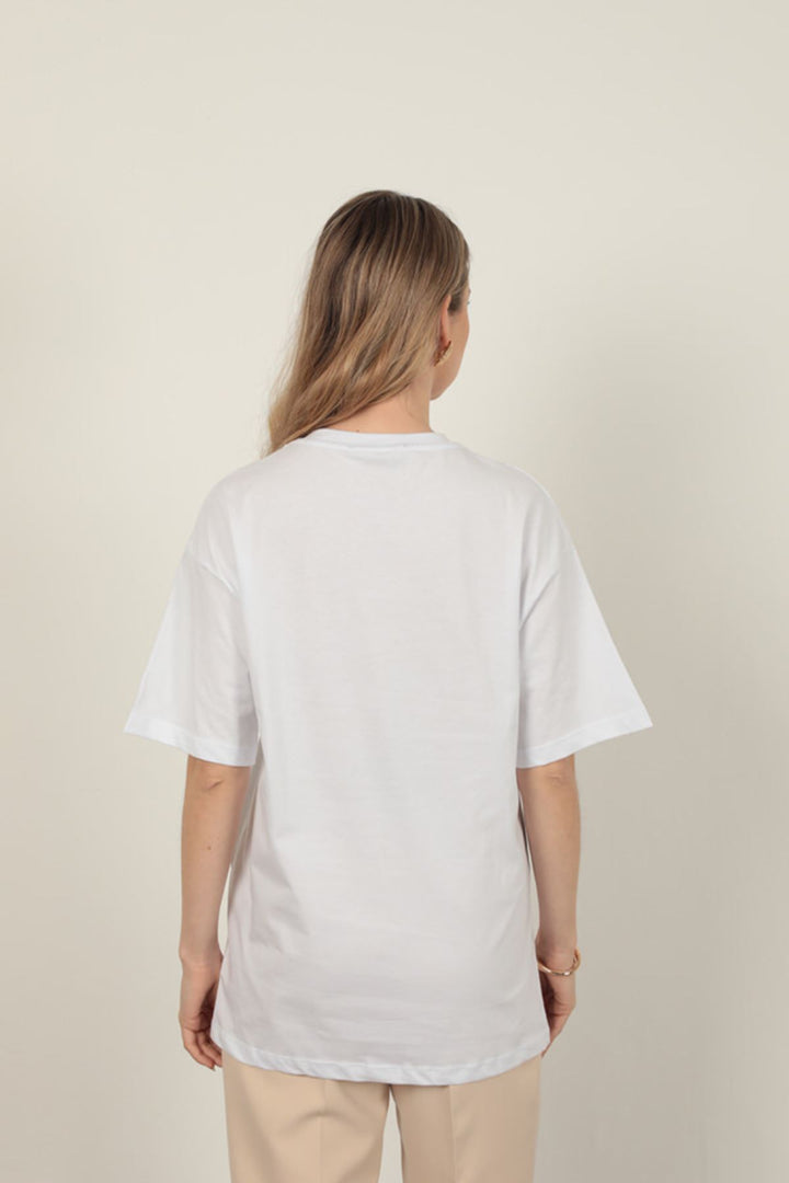 KKT Sequin Detailed Women's T-Shirt-White - Lancaster