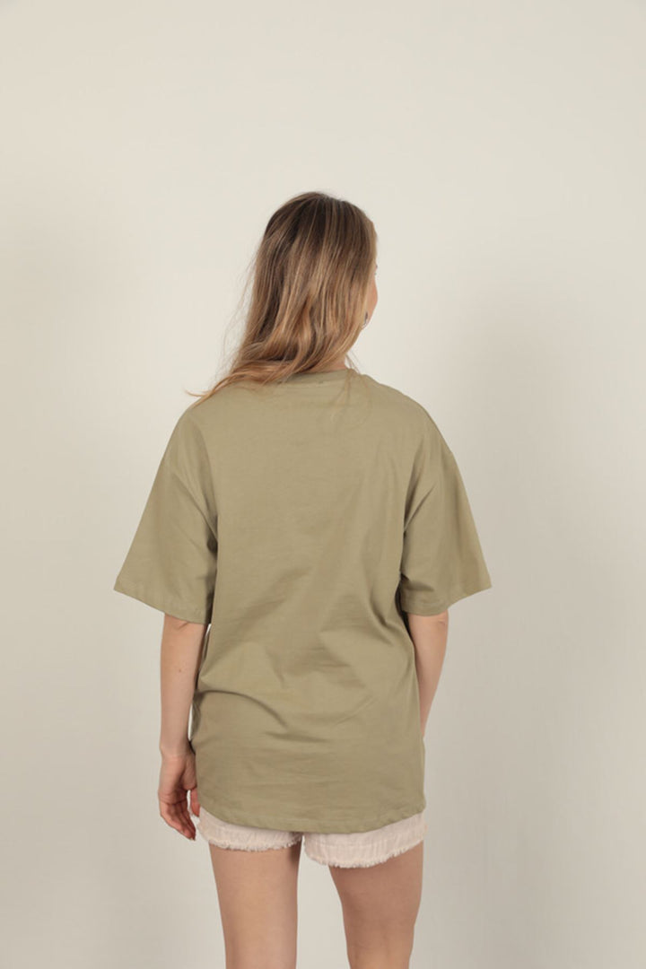 KKT Women's T-Shirt with Sequin Detail-Khaki - Bridgeport