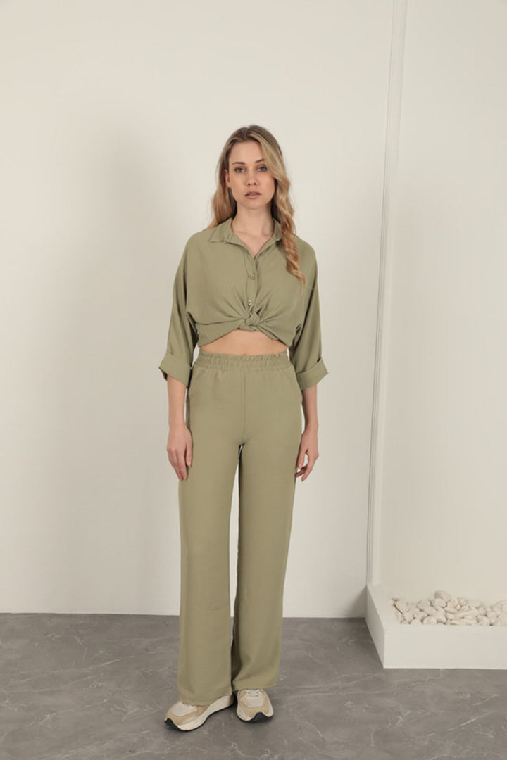 KKT Wide Leg Women's Trousers-Khaki - Ankeny