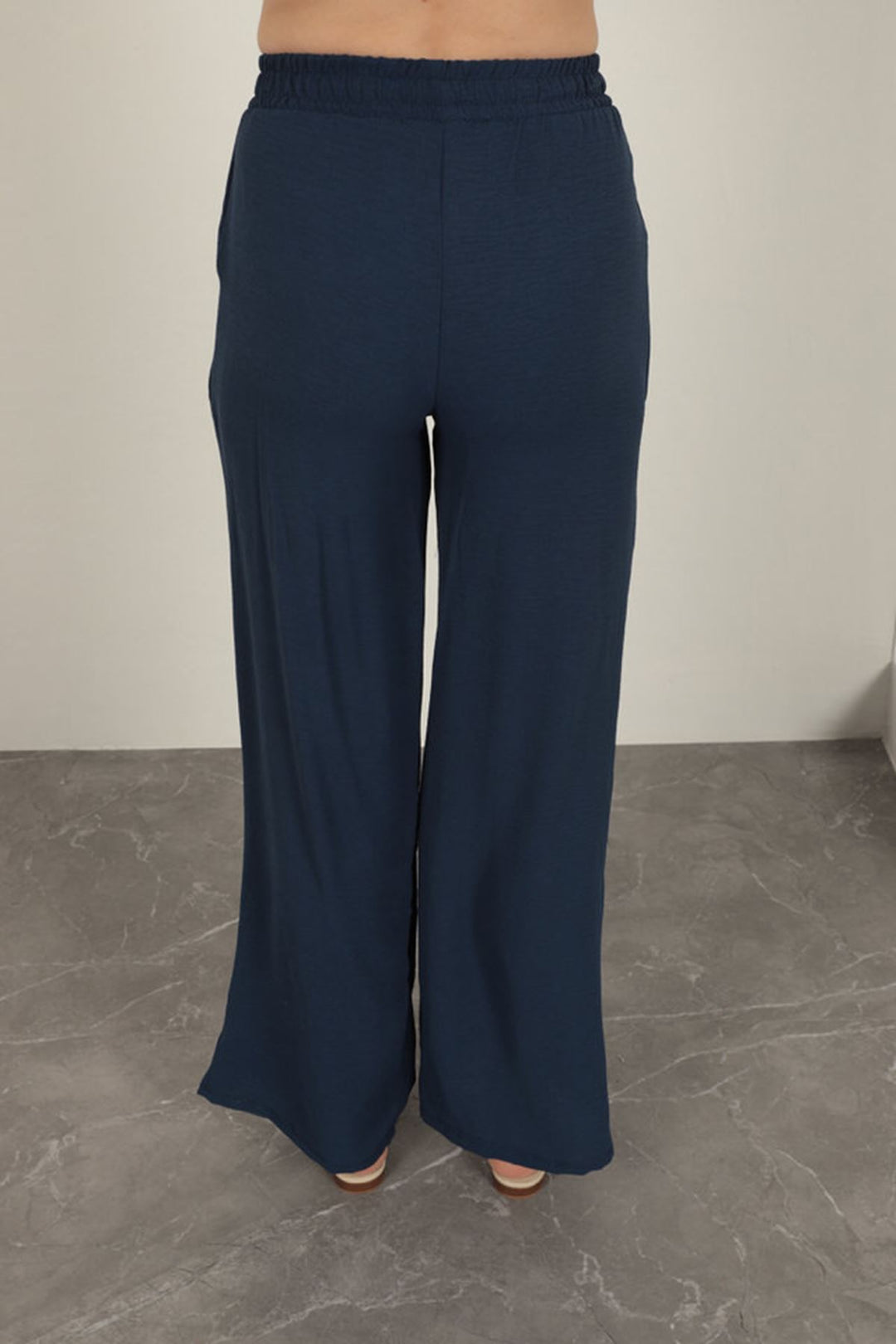KKT Wide Leg Women's Trousers-Navy Blue - Bârlad