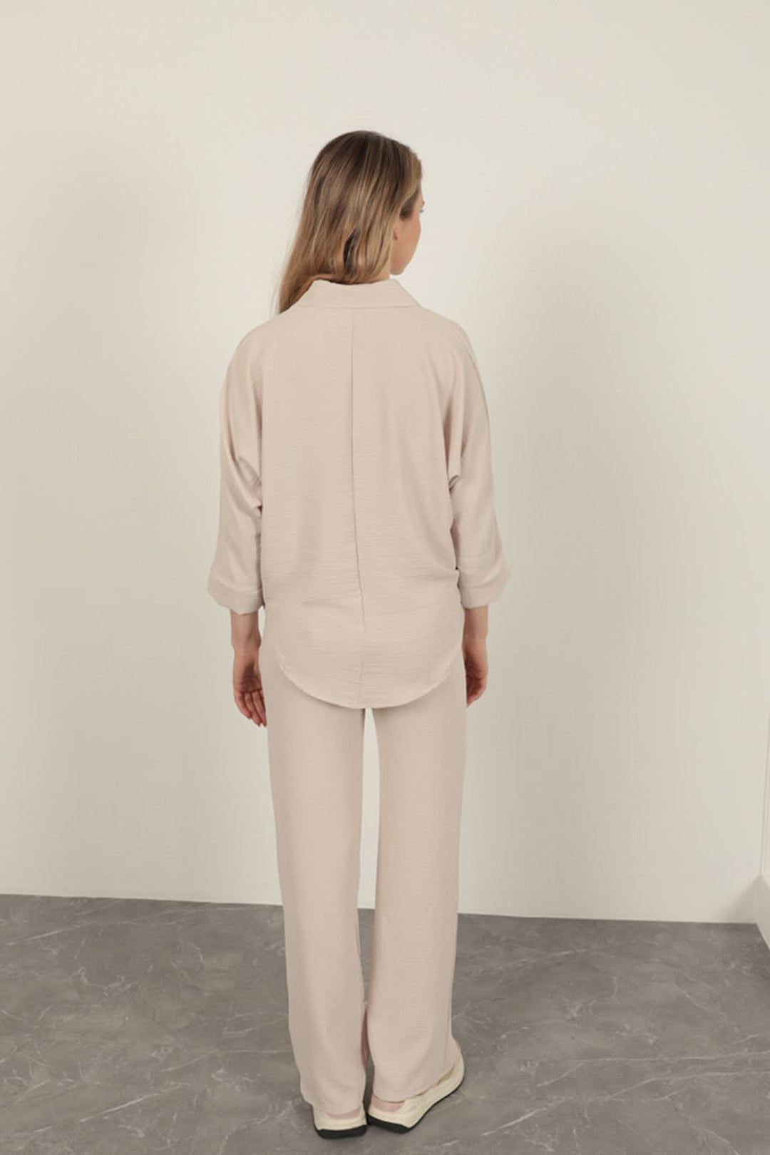 KKT Wide Leg Women's Trousers-Stone - Acaxochitlán