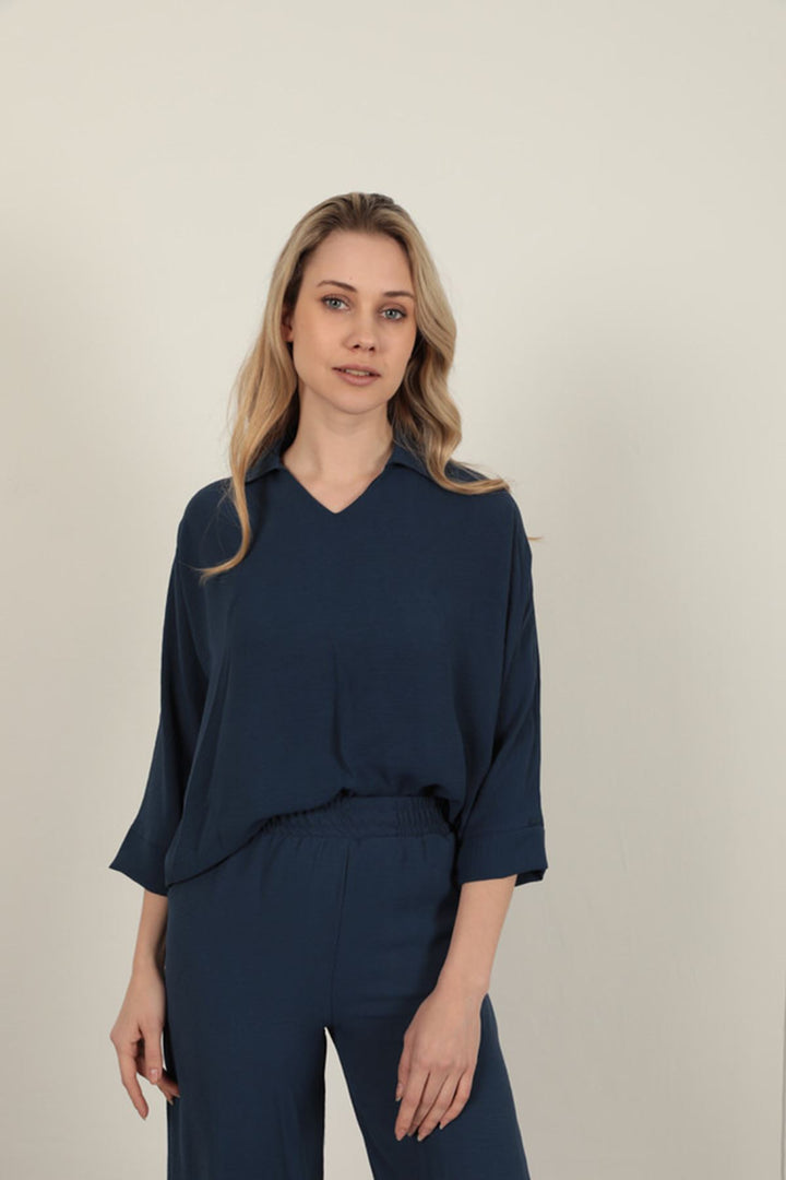 KKT V-Neck Women's Shirt-Navy Blue - McAllen