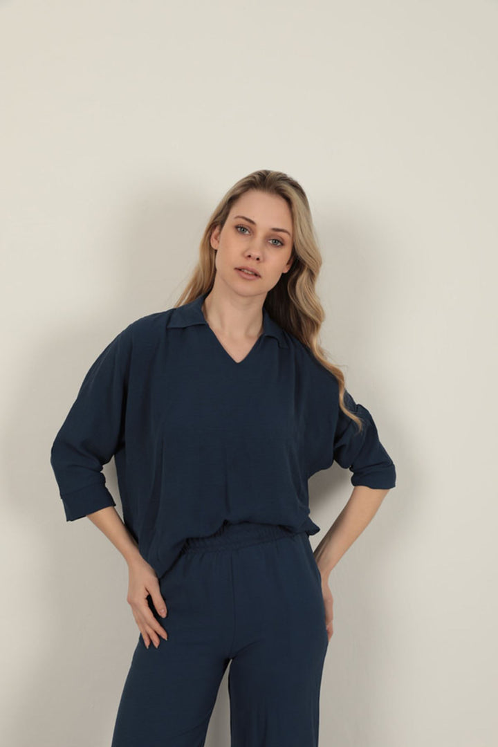 KKT V-Neck Women's Shirt-Navy Blue - McAllen