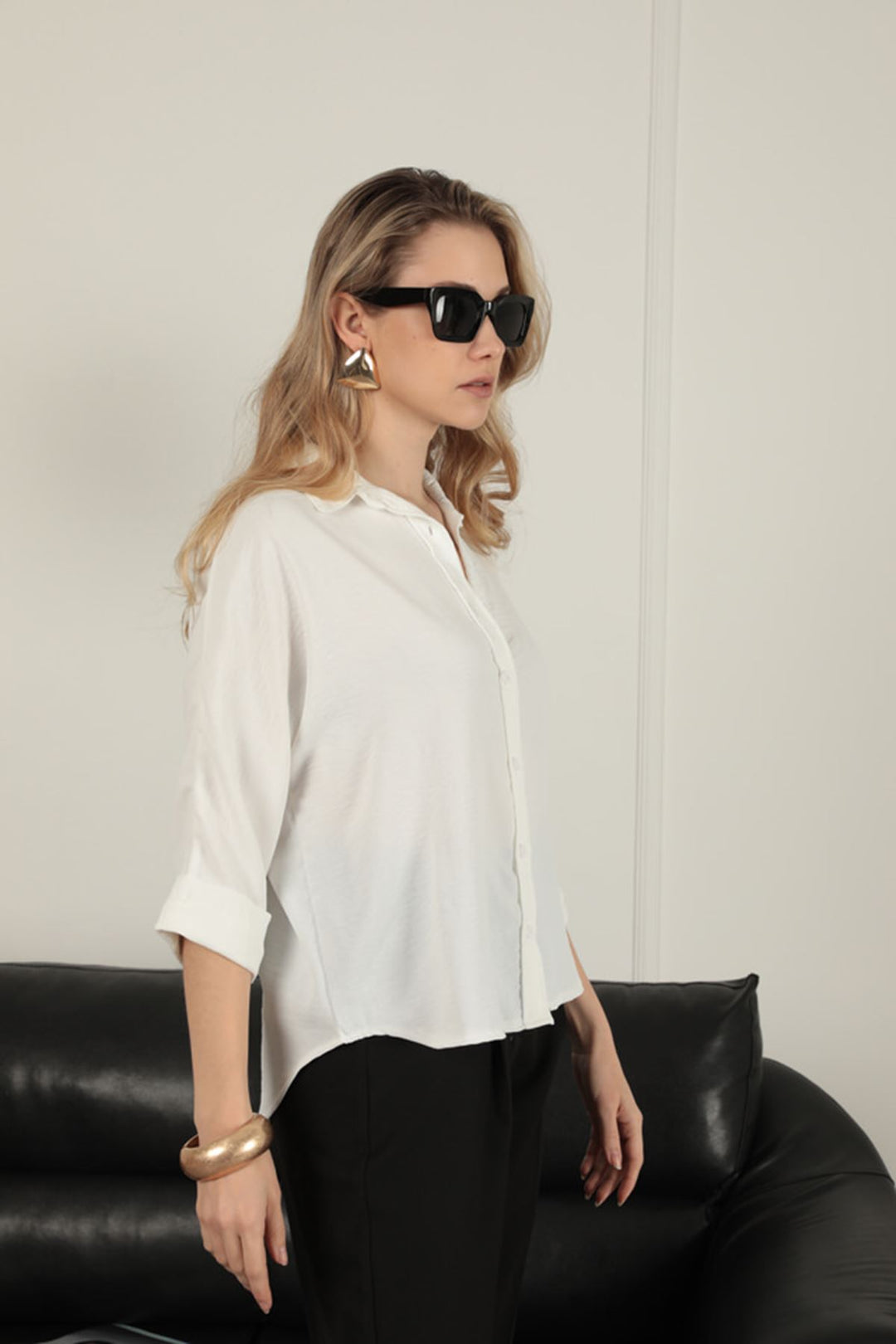 KKT Buttoned Women's Shirt-Ecru - Irákleio