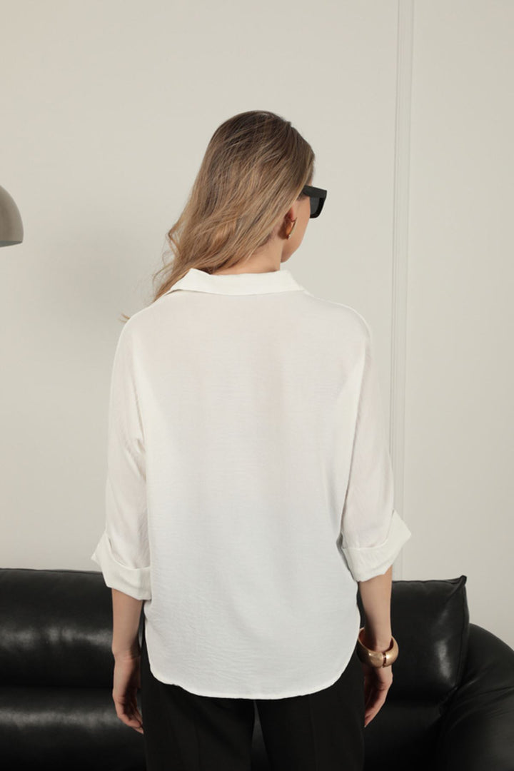 KKT Buttoned Women's Shirt-Ecru - Irákleio