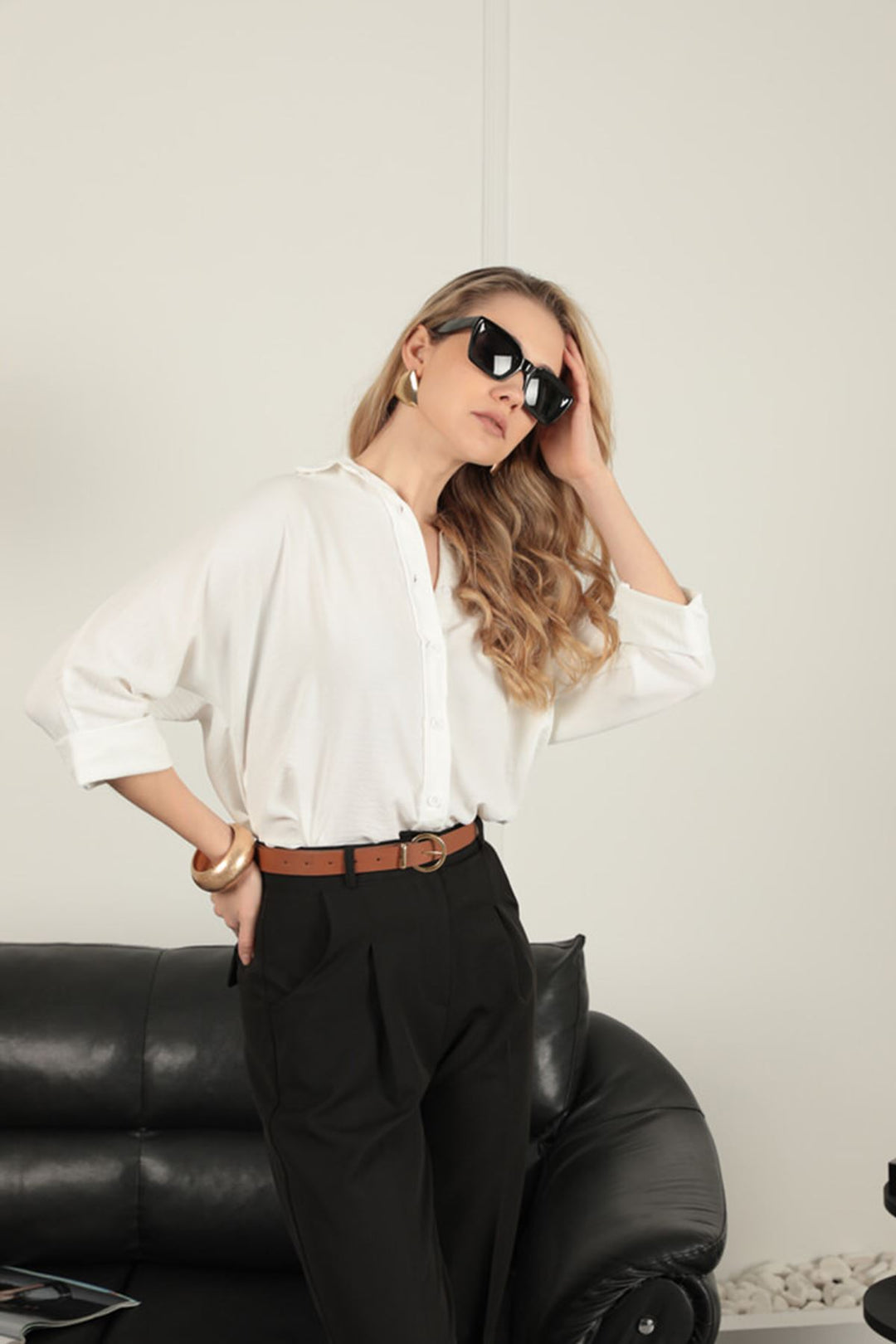 KKT Buttoned Women's Shirt-Ecru - Irákleio