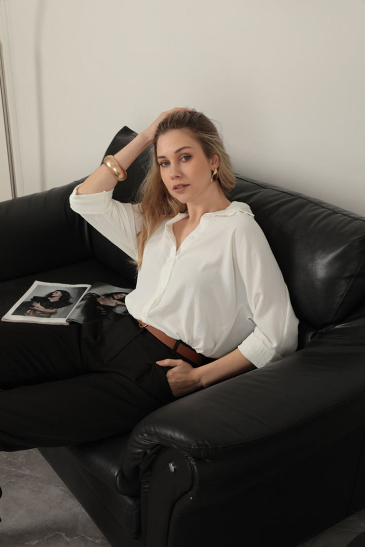 KKT Buttoned Women's Shirt-Ecru - Irákleio