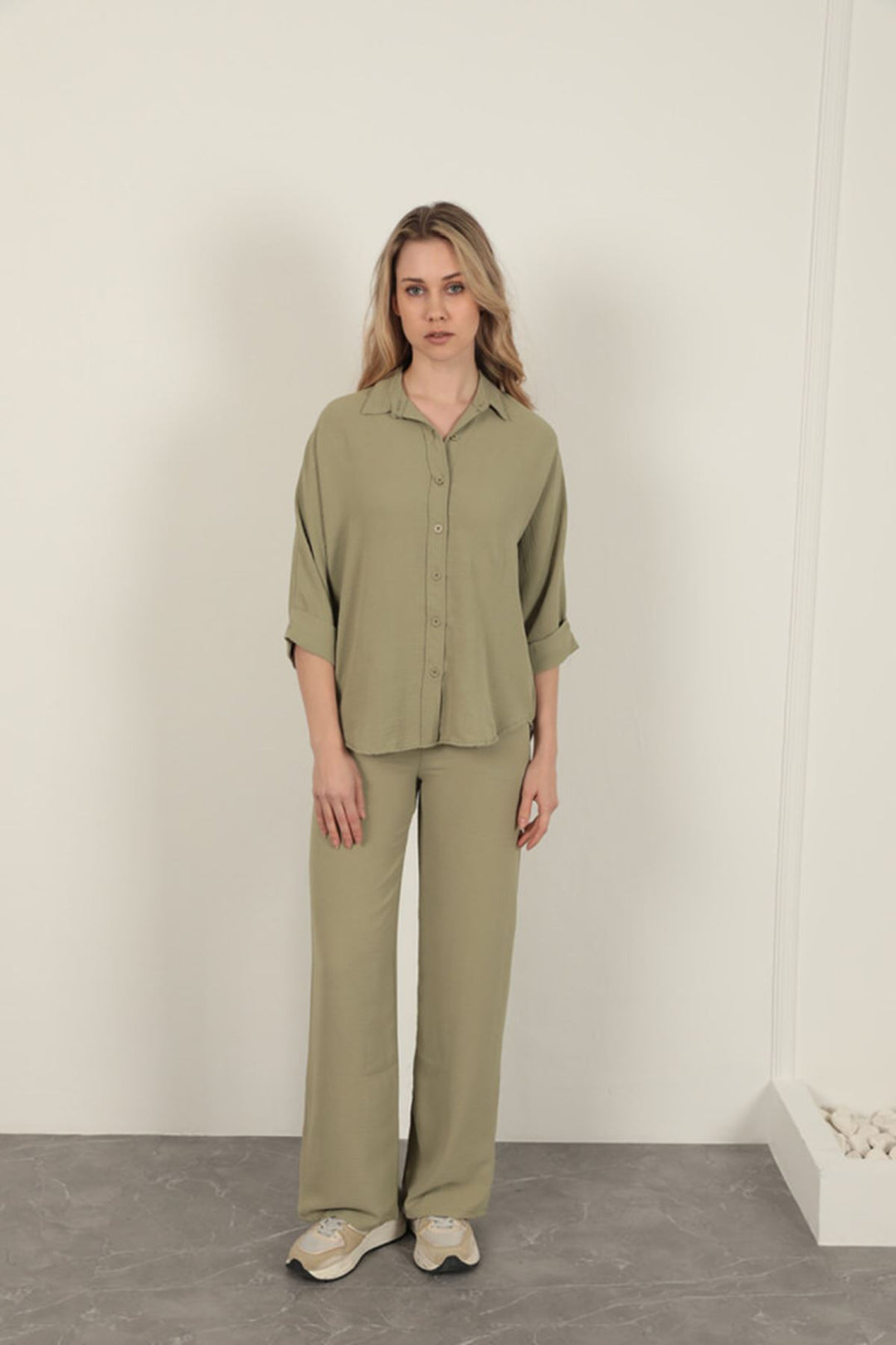 KKT Buttoned Women's Shirt-Khaki - Allen