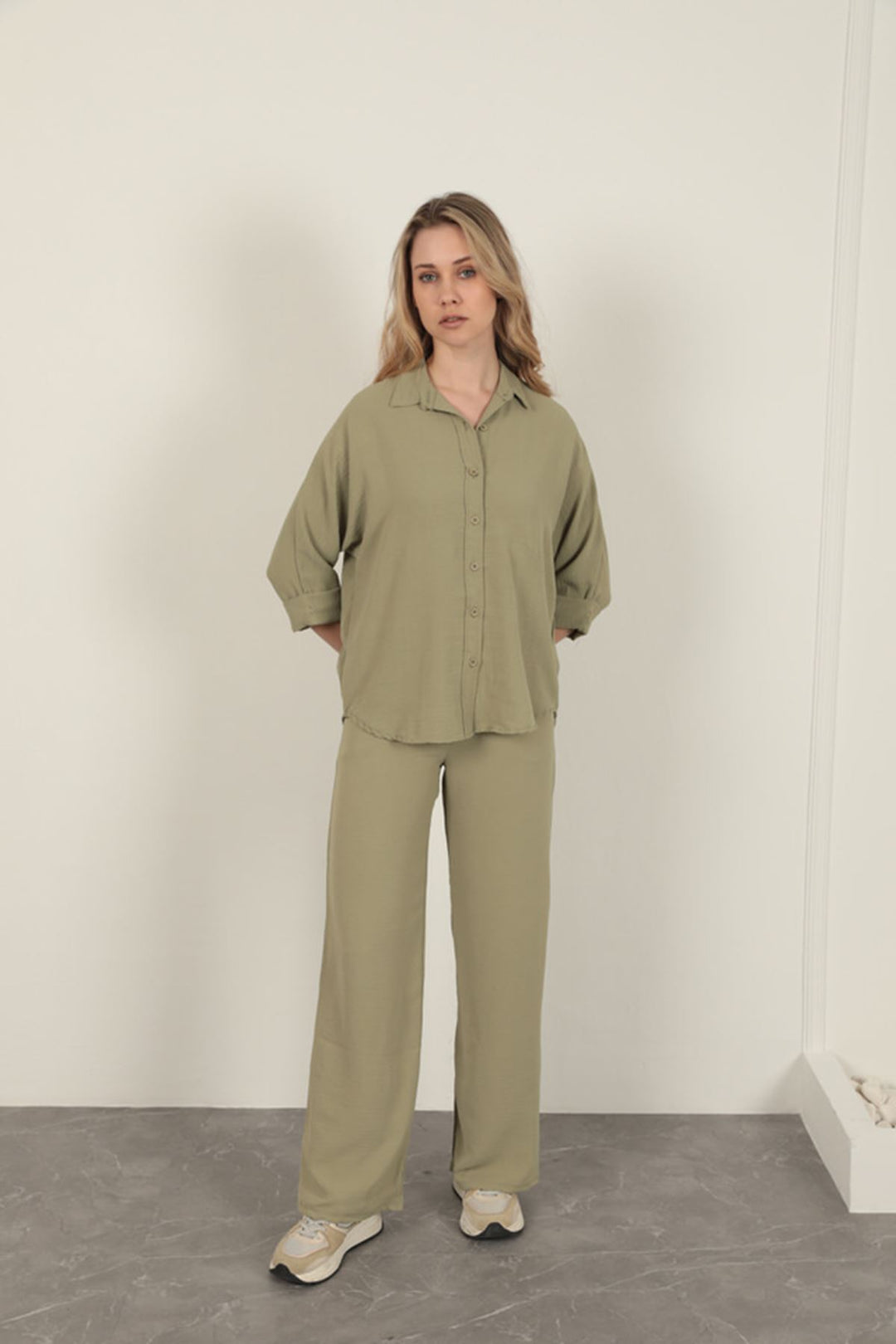 KKT Buttoned Women's Shirt-Khaki - Allen