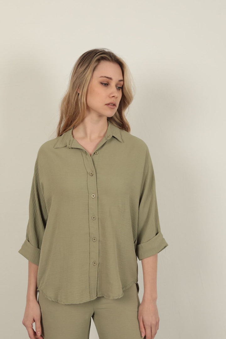 KKT Buttoned Women's Shirt-Khaki - Allen