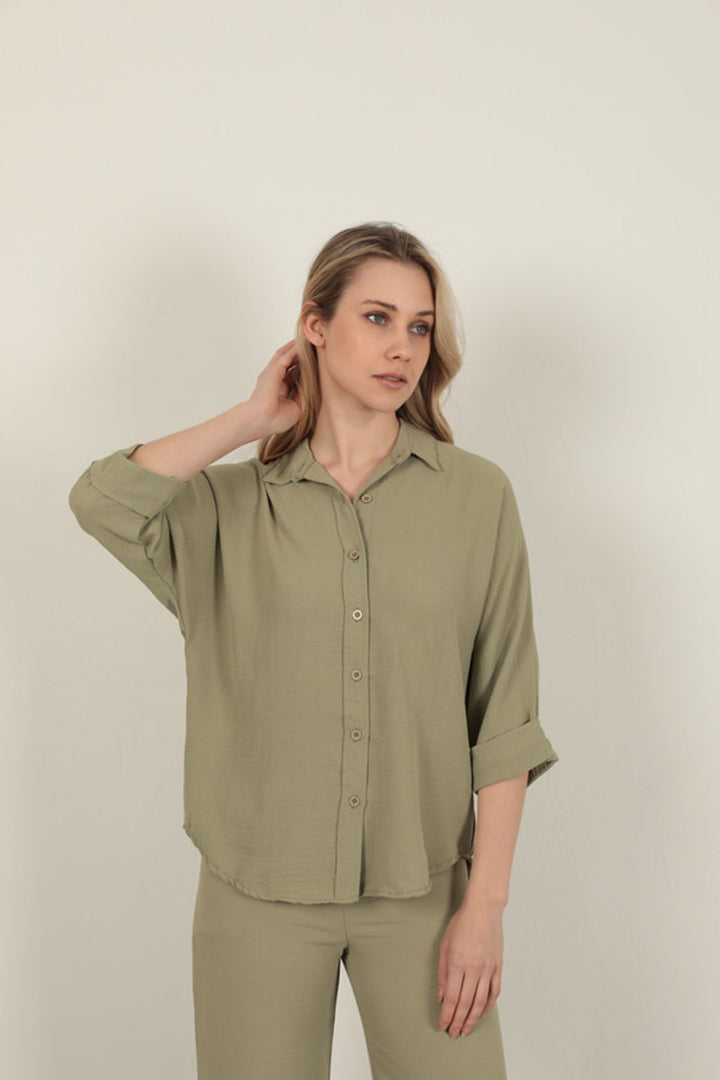 KKT Buttoned Women's Shirt-Khaki - Allen