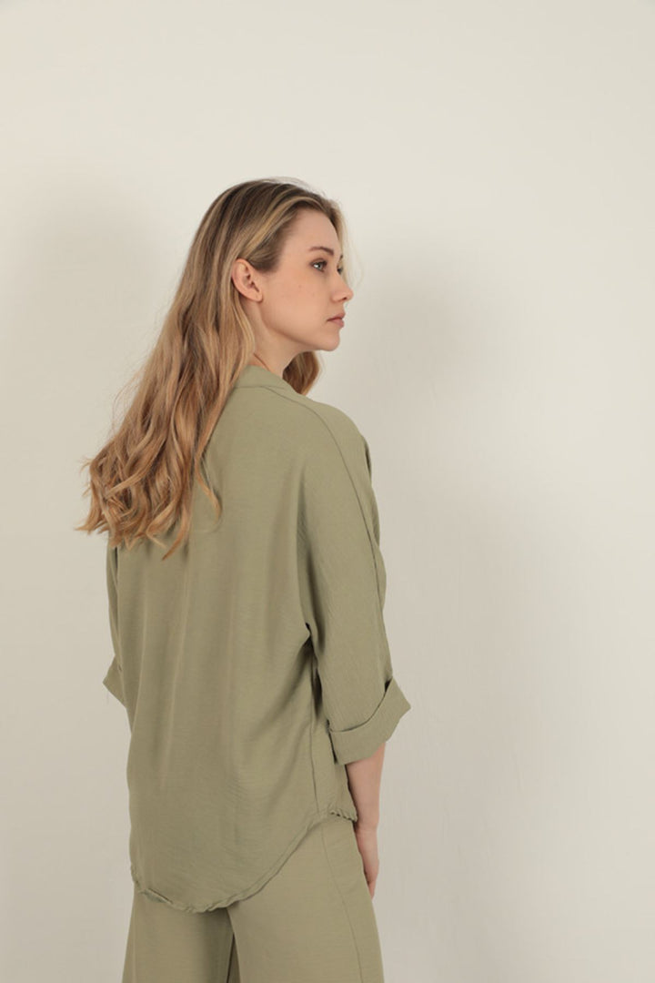 KKT Buttoned Women's Shirt-Khaki - Allen