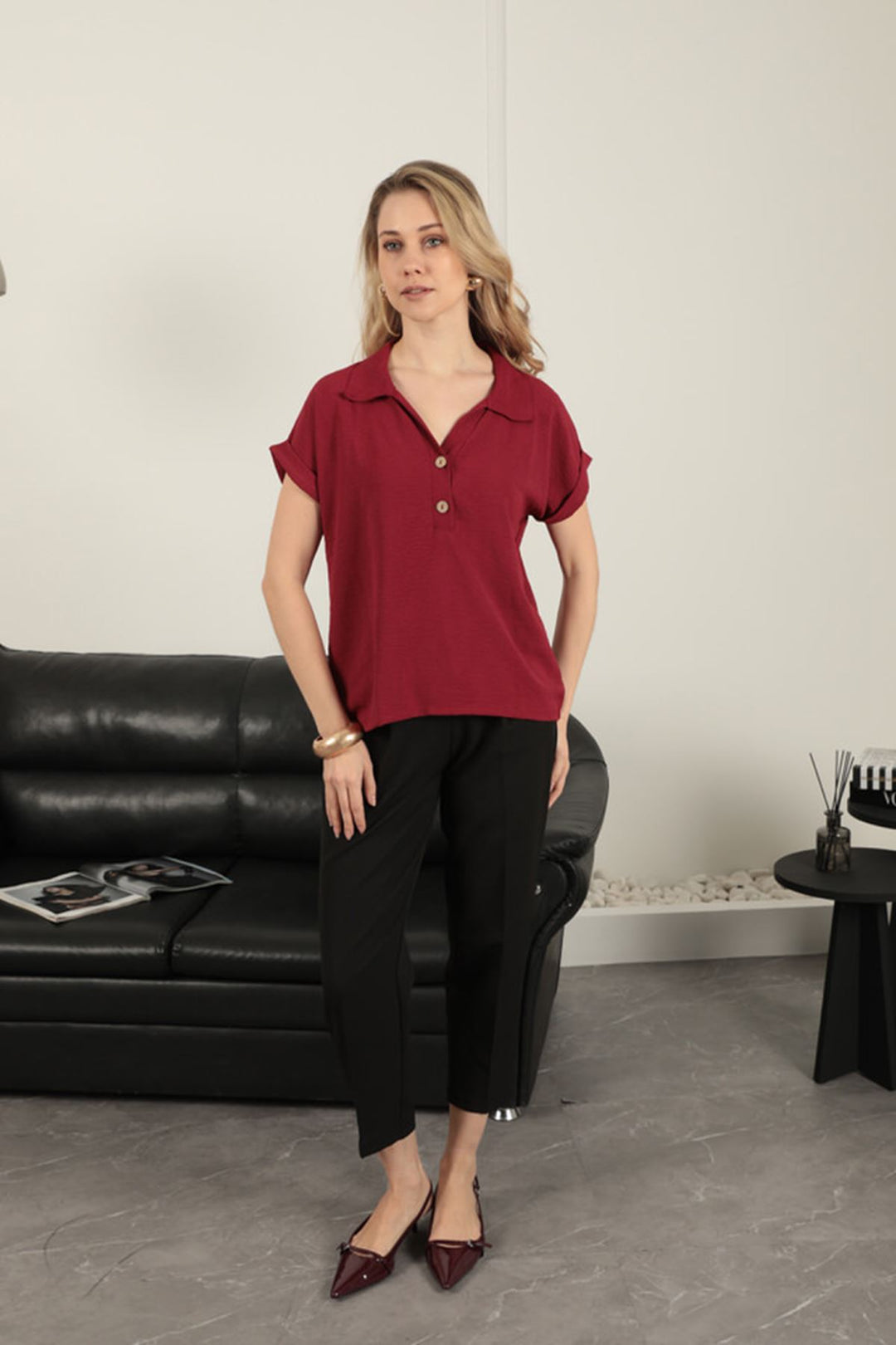 KKT Aerobin Fabric Women's Shirt-Burgundy - Evansville