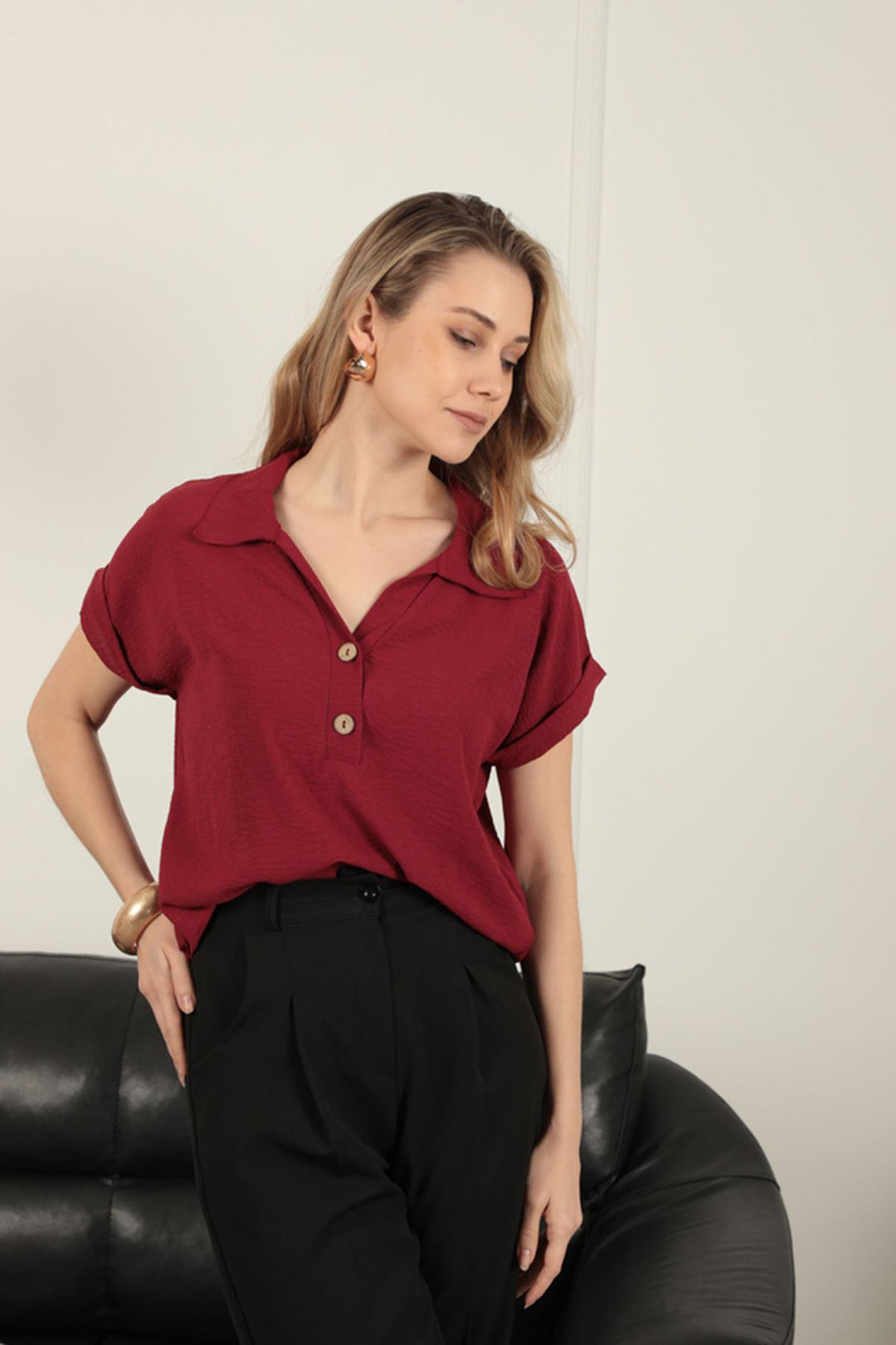 KKT Aerobin Fabric Women's Shirt-Burgundy - Evansville