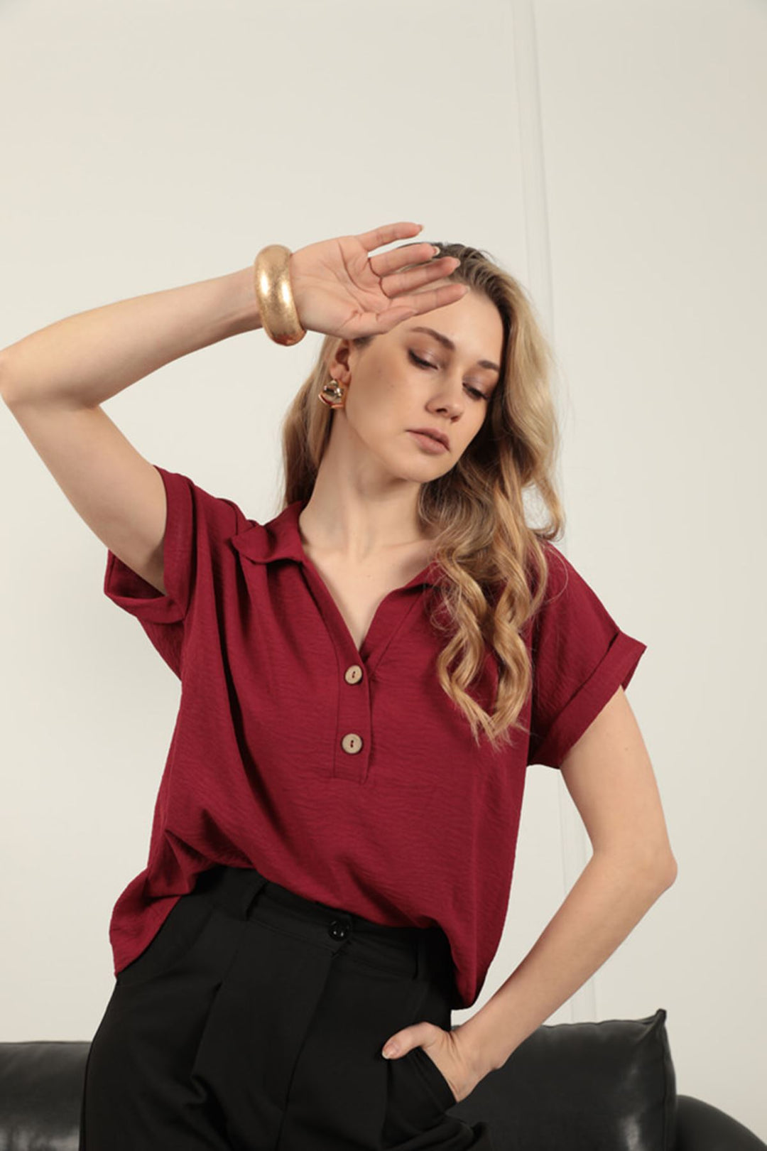 KKT Aerobin Fabric Women's Shirt-Burgundy - Evansville
