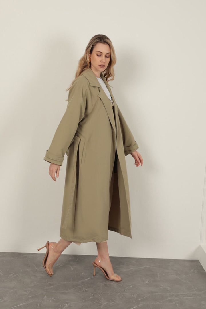 KKT Torino Fabric Women's Trench Coat-Khaki - Westland