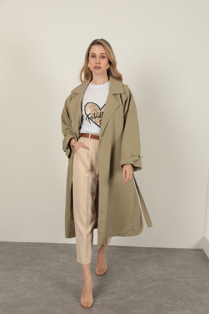KKT Torino Fabric Women's Trench Coat-Khaki - Westland