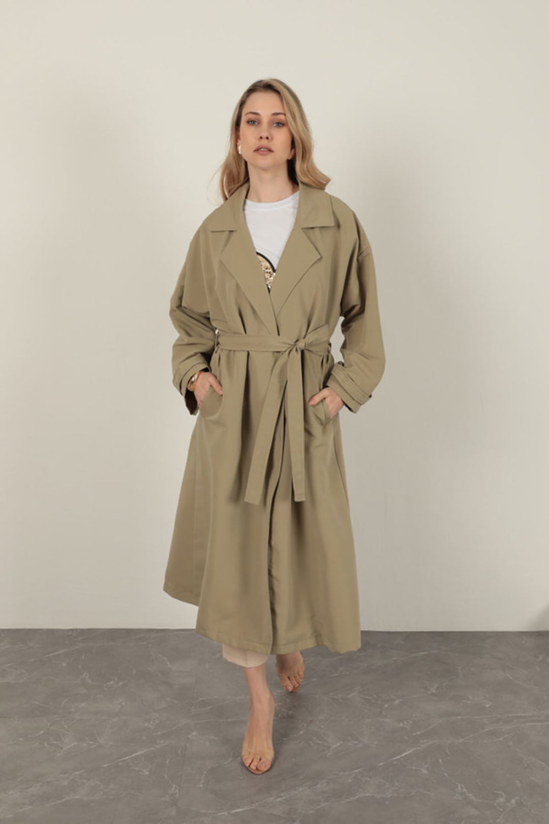 KKT Torino Fabric Women's Trench Coat-Khaki - Westland
